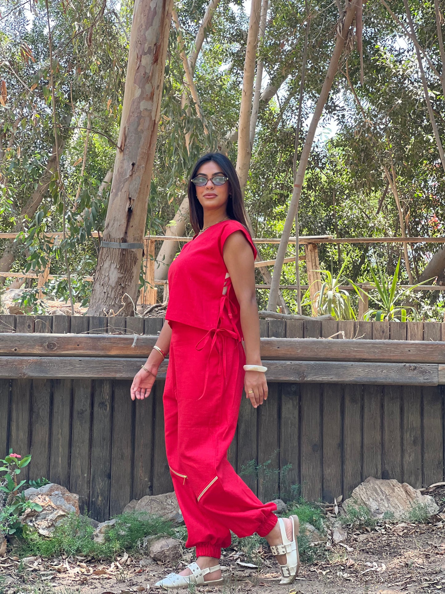 Red Linen Set