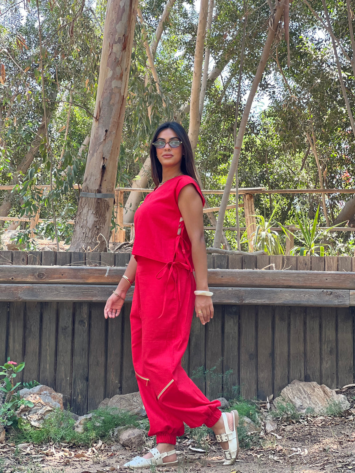Red Linen Set