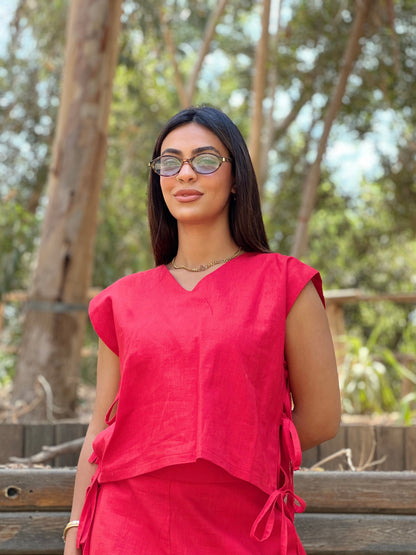 Red Linen Set