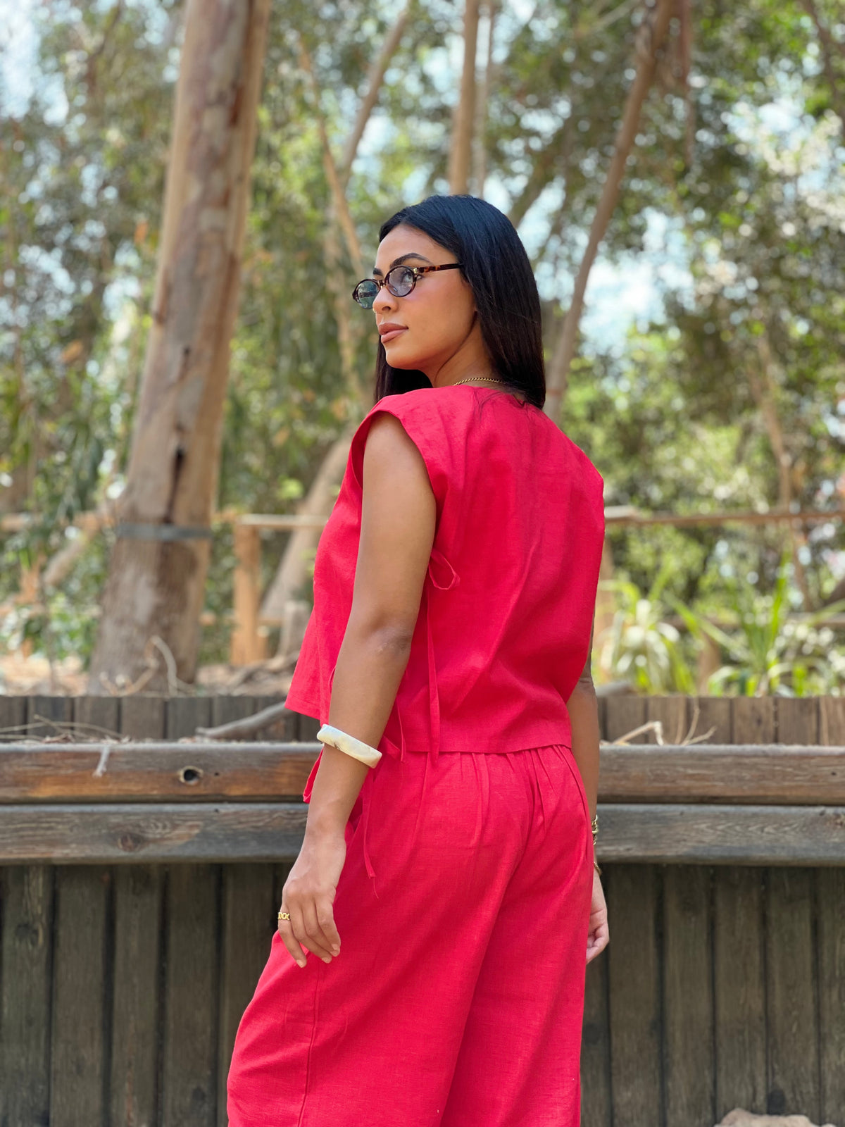 Red Linen Set
