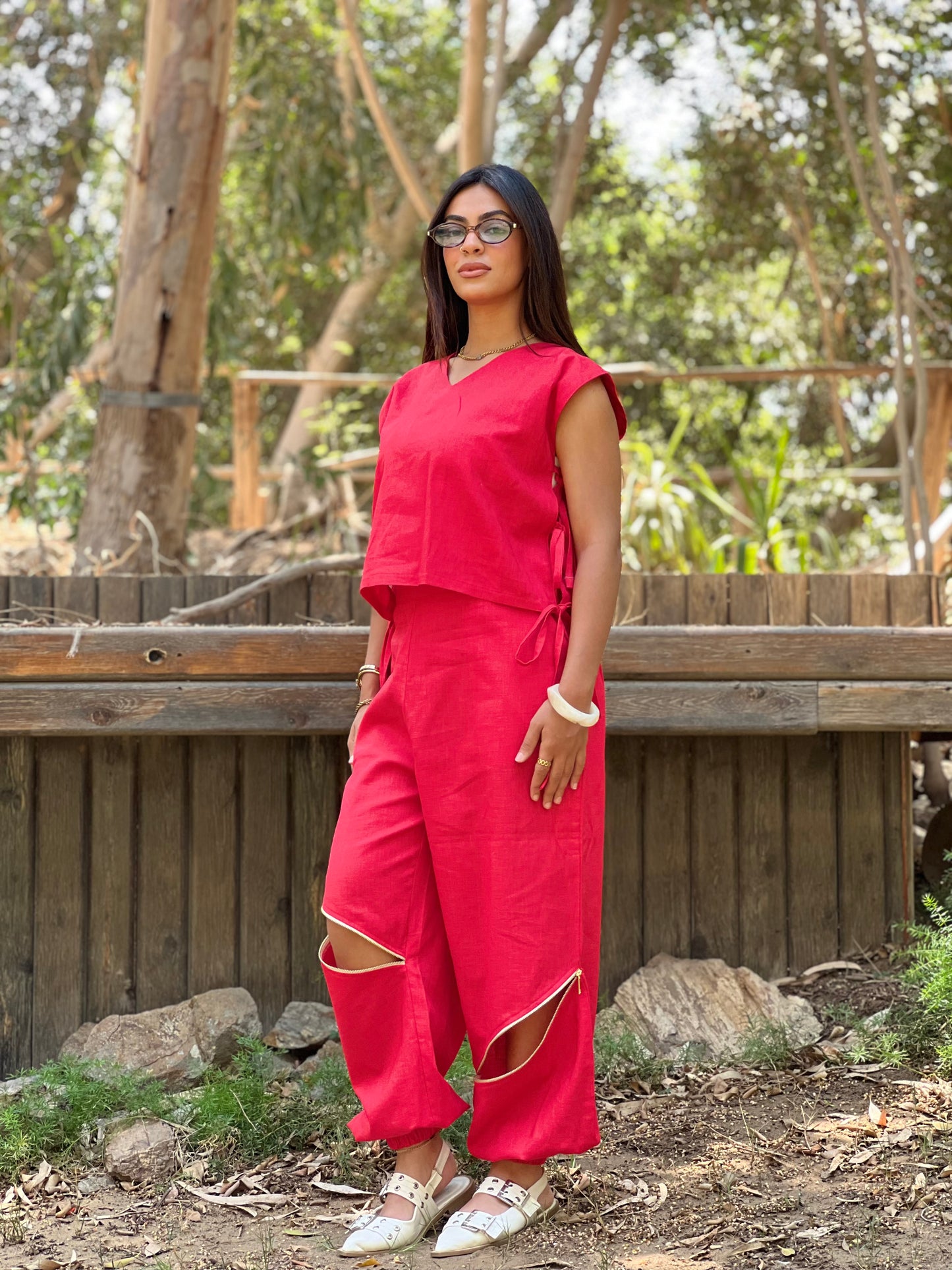 Red Linen Set