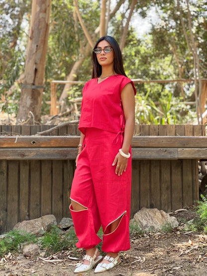 Red Linen Set
