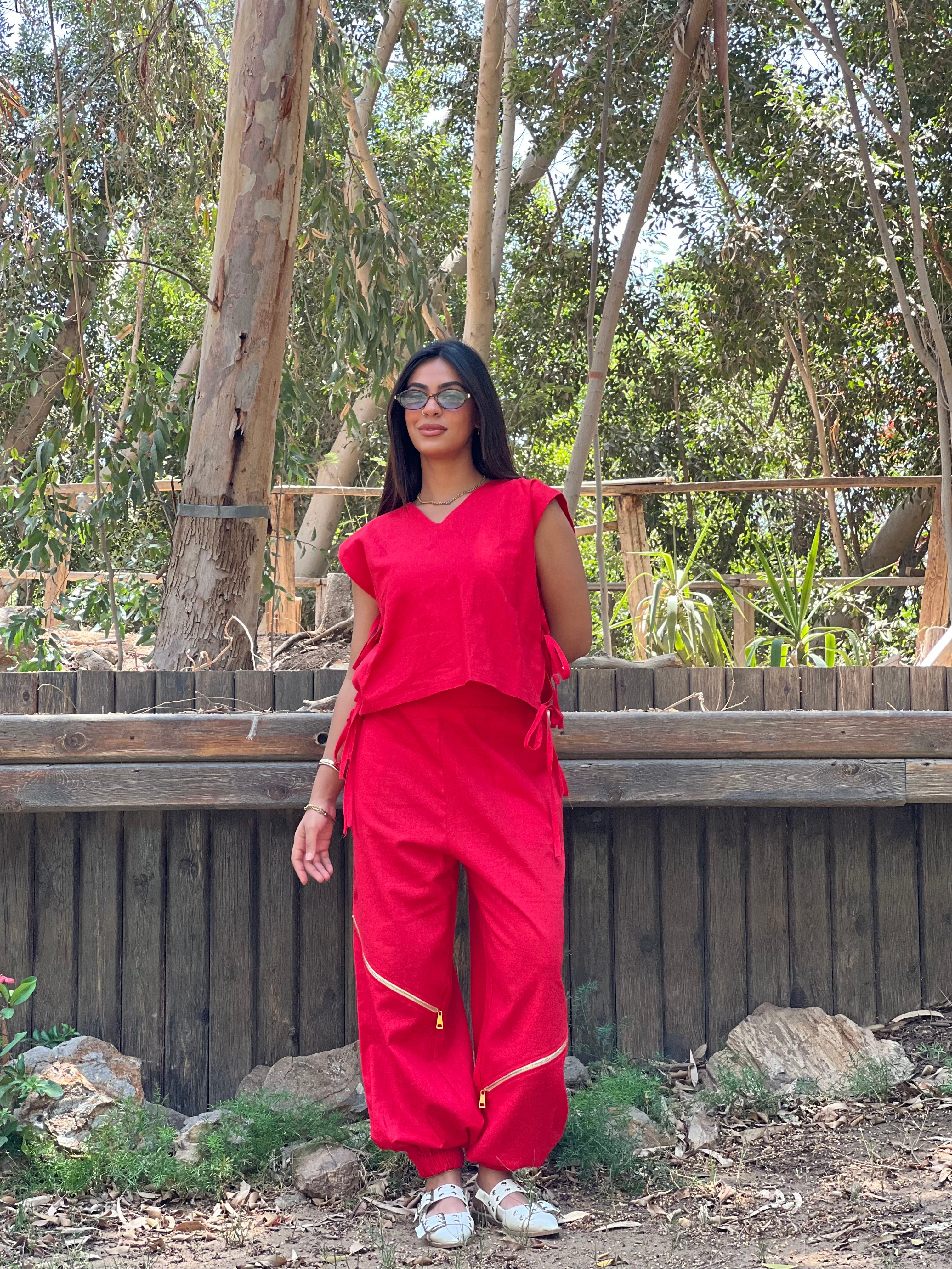 Red Linen Set
