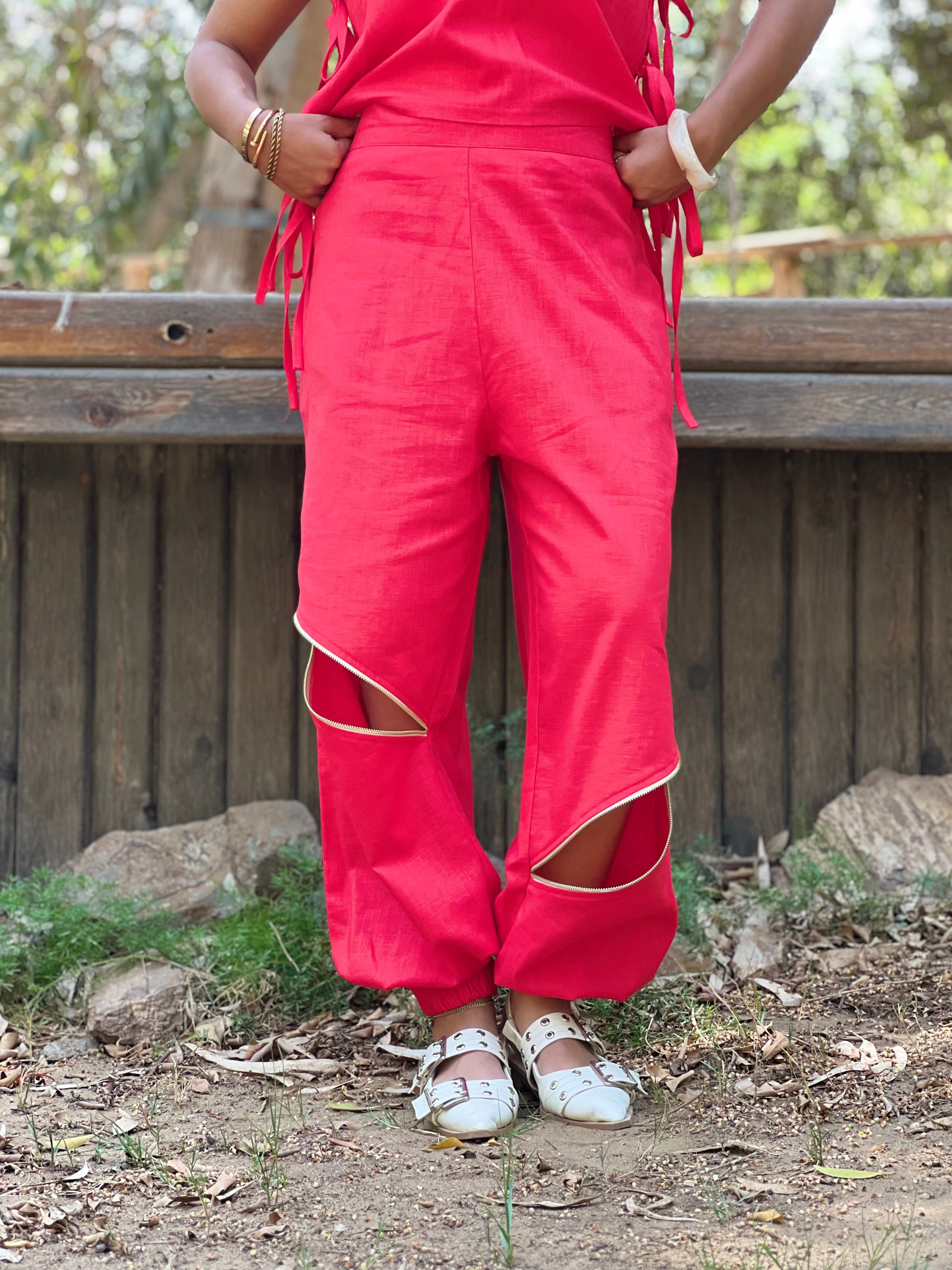 Red Linen Set
