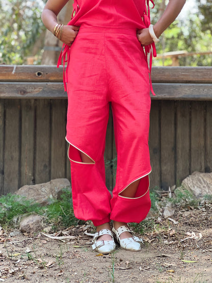 Red Linen Set